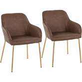 Daniella Dining Chair in Espresso Leatherette & Gold Steel (Set of 2)